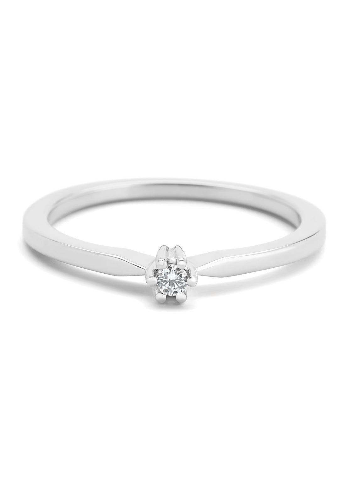 Witgouden solitairring, 0.05 ct diamant, Groeibriljant