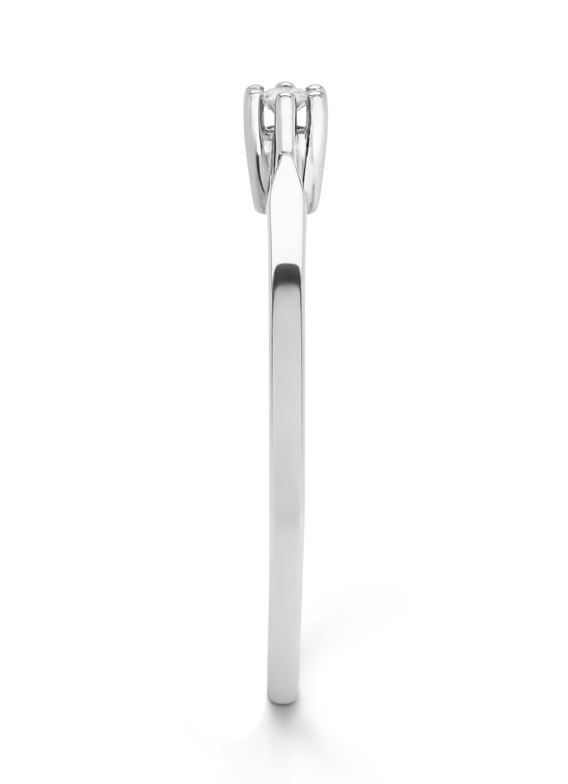 Witgouden solitairring, 0.05 ct diamant, Groeibriljant