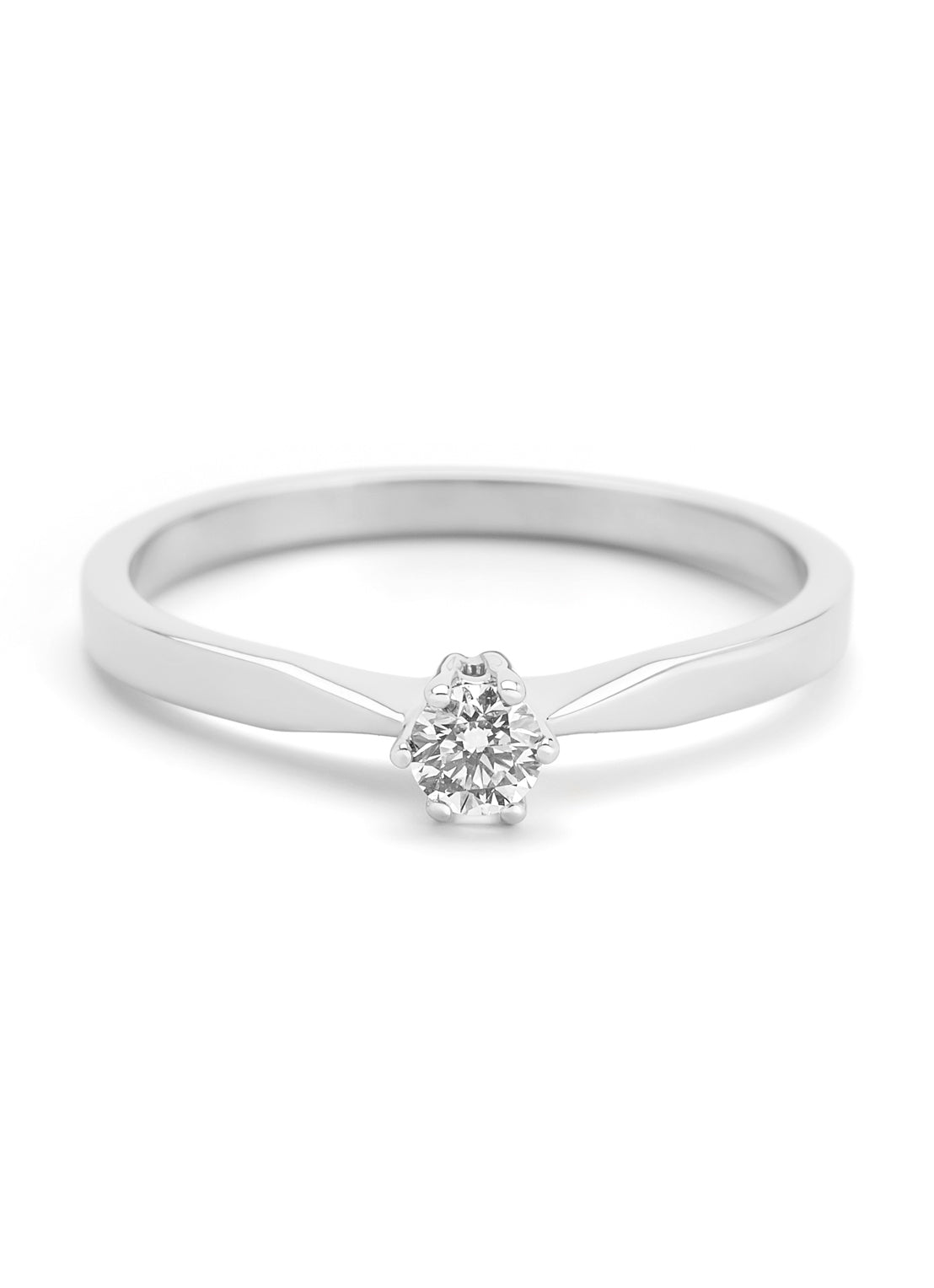Witgouden solitairring, 0.14 ct diamant, Groeibriljant
