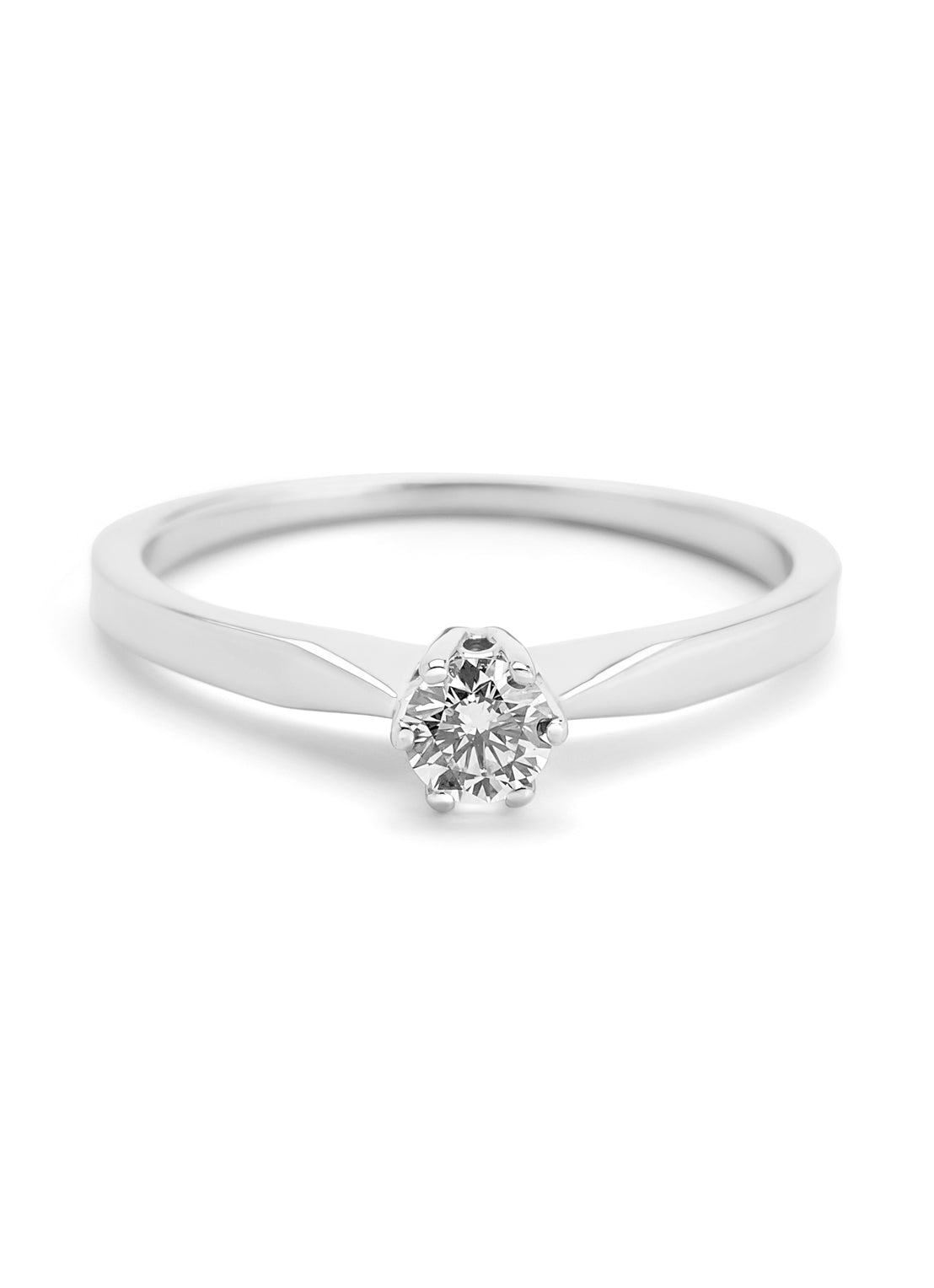 Witgouden solitairring, 0.19 ct diamant, Groeibriljant