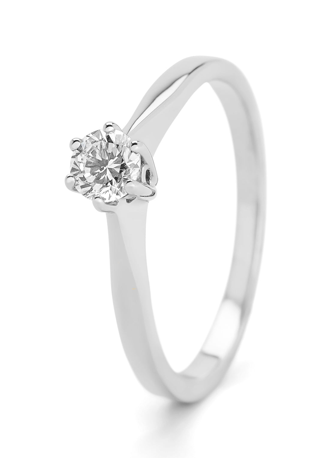 White gold solitaire ring, 0.28 ct diamond, Groeibriljant