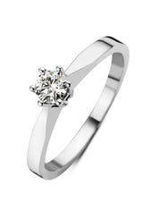 White gold solitaire ring, 0.29 ct diamond, Groeibriljant