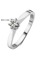 White gold solitaire ring, 0.29 ct diamond, Groeibriljant