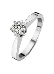 White gold solitaire ring, 0.31 ct diamond, Groeibriljant