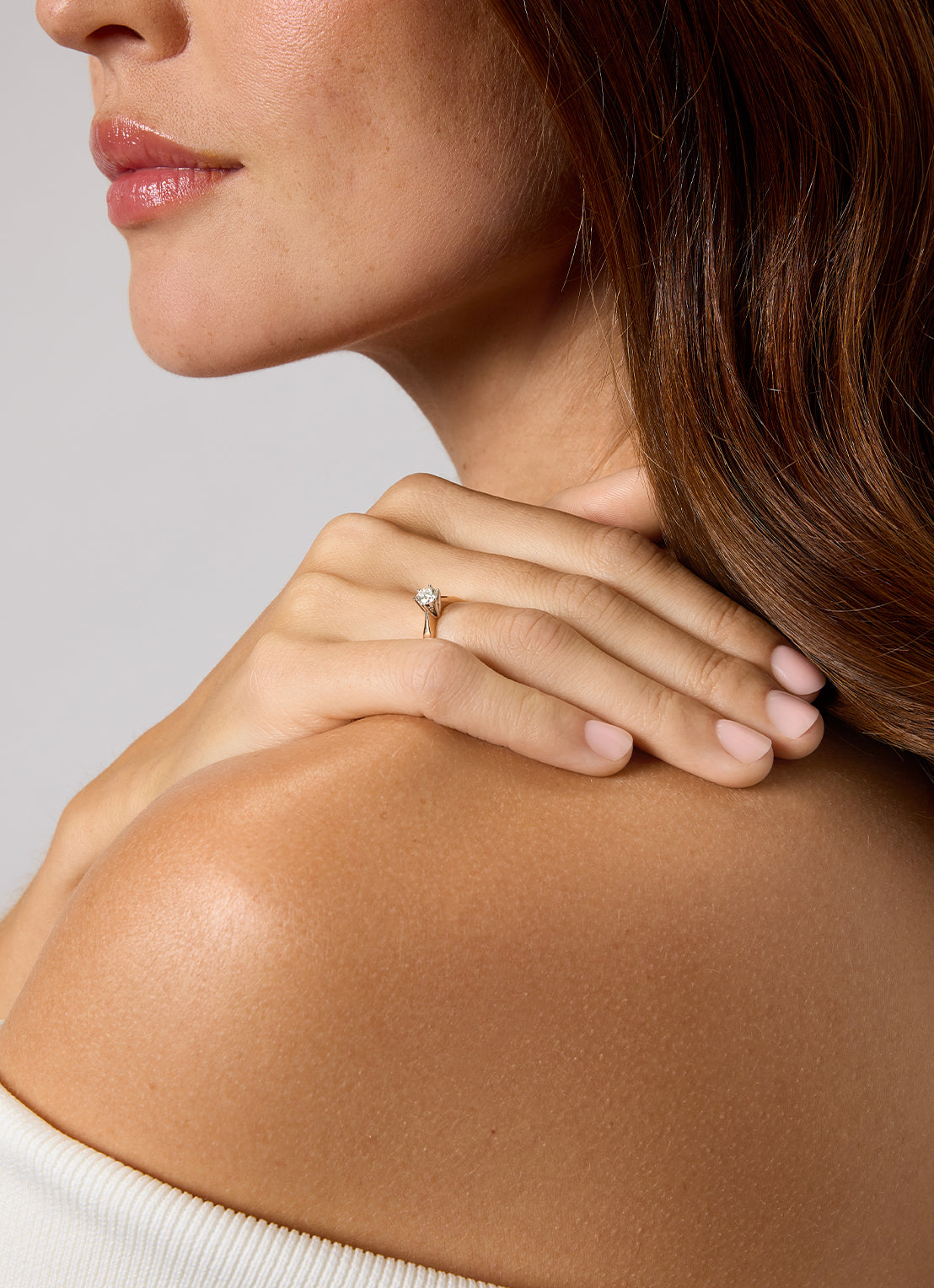 White gold solitaire ring, 0.31 ct diamond, Groeibriljant