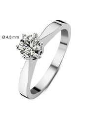 White gold solitaire ring, 0.31 ct diamond, Groeibriljant