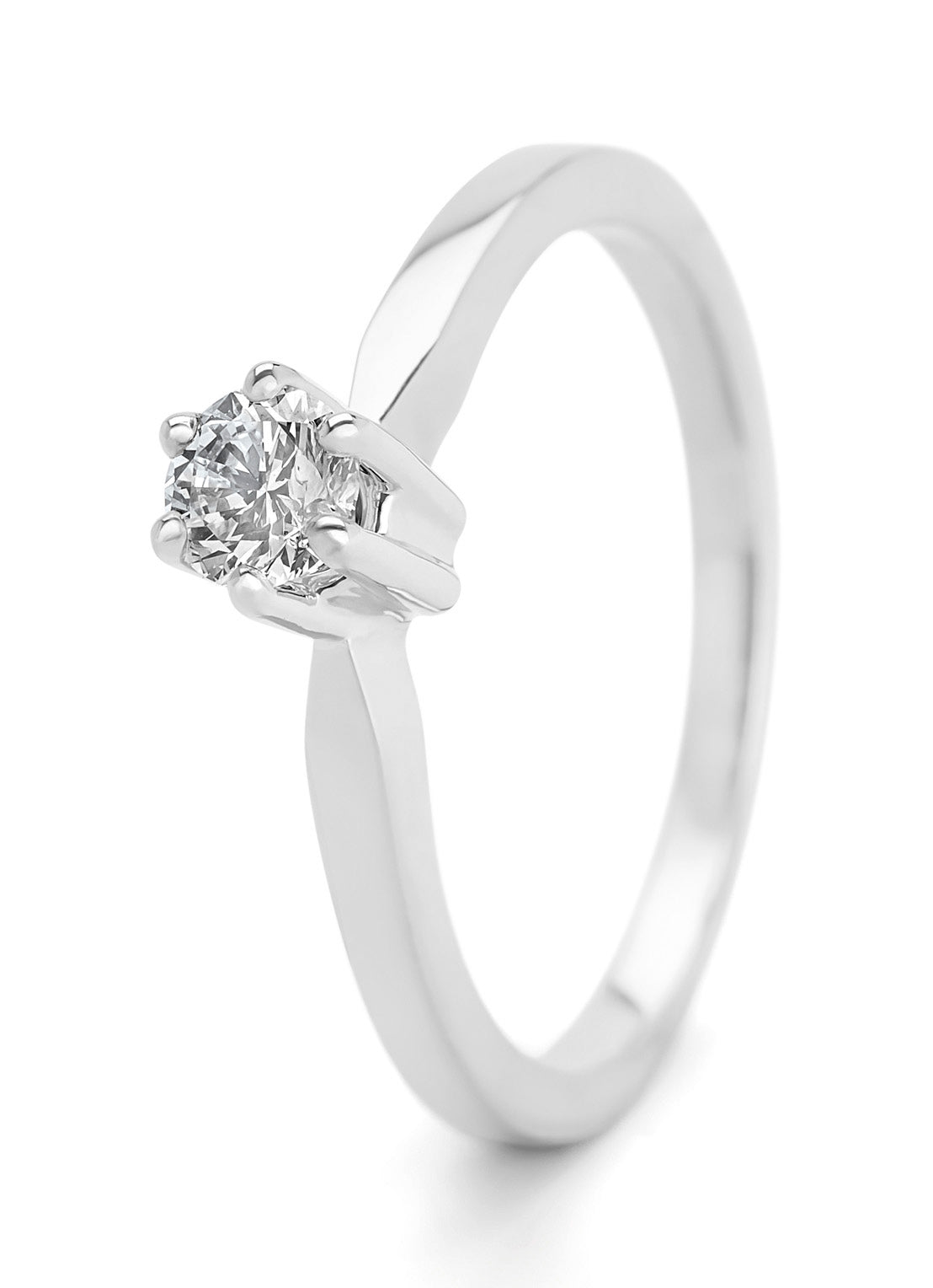 White gold solitaire ring, 0.32 ct diamond, Groeibriljant
