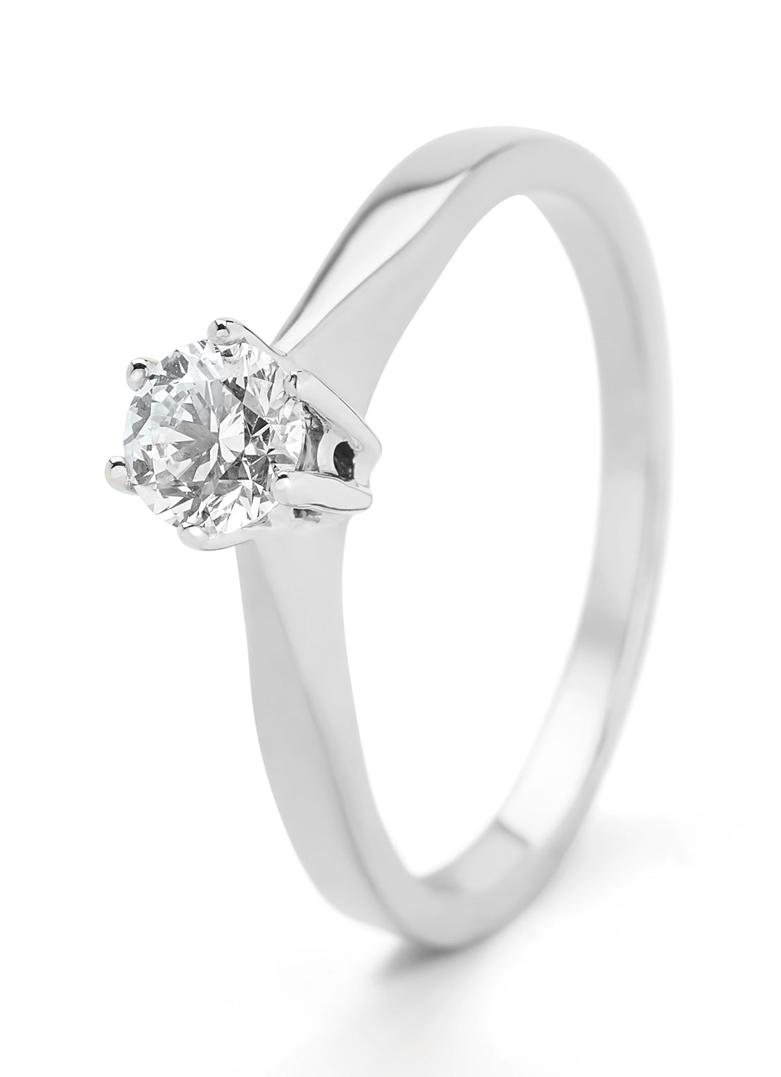 White gold solitair ring, 0.35 ct diamond, Groeibriljant