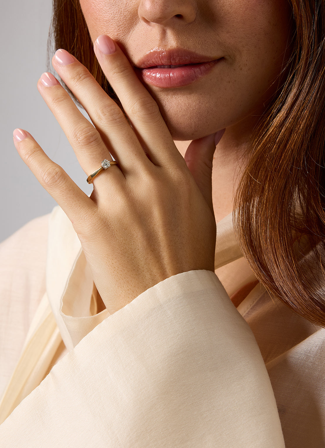 White gold solitair ring, 0.35 ct diamond, Groeibriljant