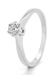Witgouden solitairring, 0.41 ct diamant, Groeibriljant
