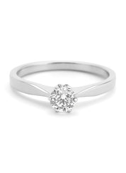 Witgouden solitairring, 0.41 ct diamant, Groeibriljant