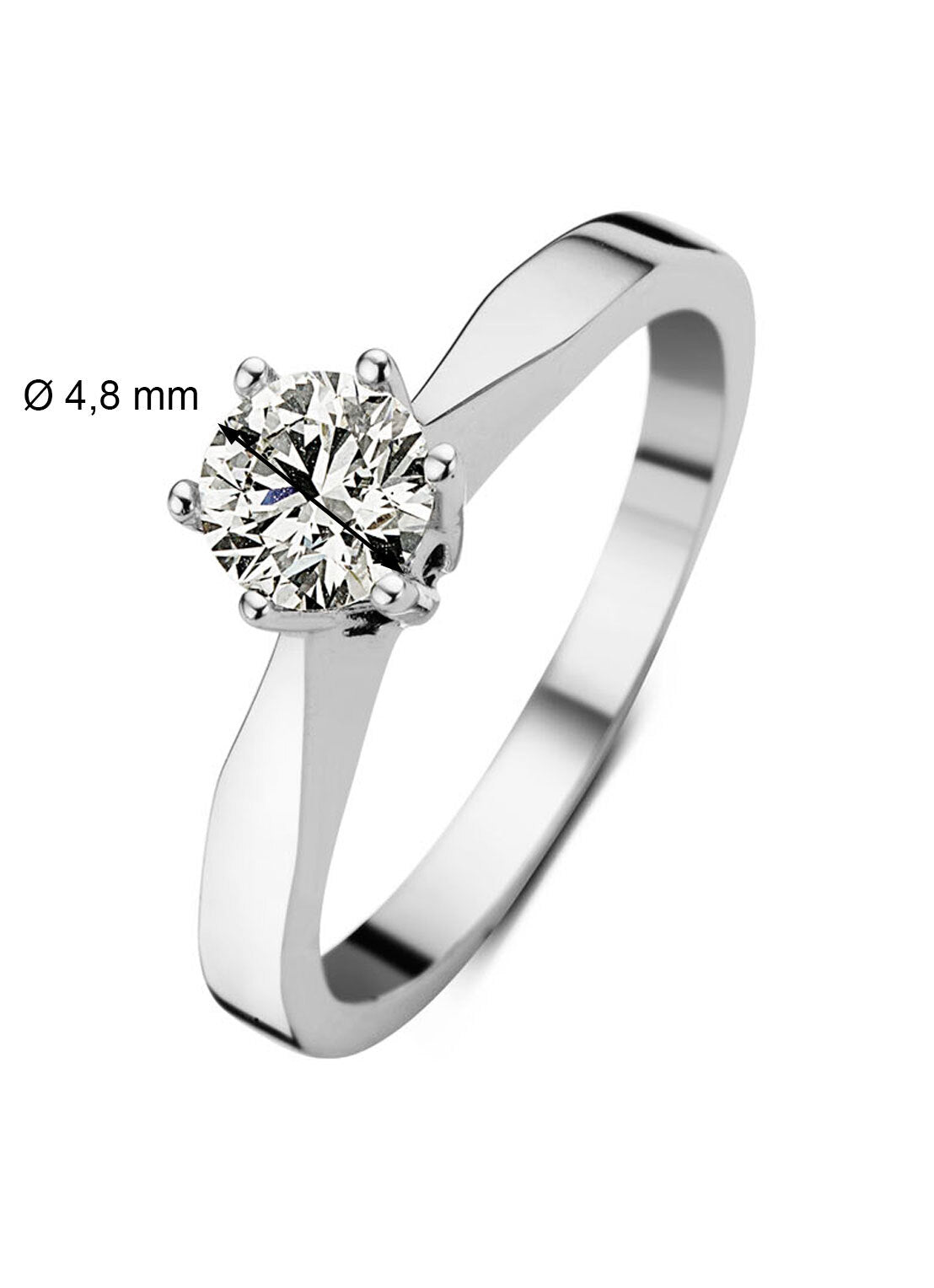 White gold solitaire ring, 0.41 ct diamond, Groeibriljant