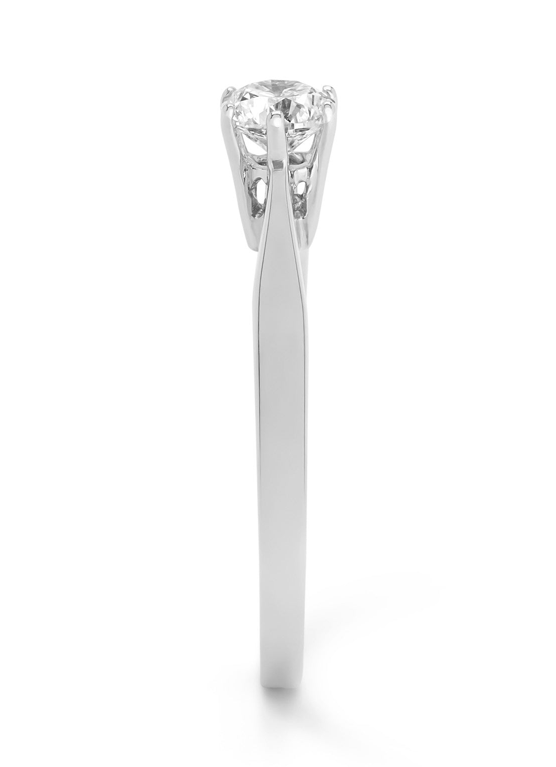Witgouden solitairring, 0.41 ct diamant, Groeibriljant