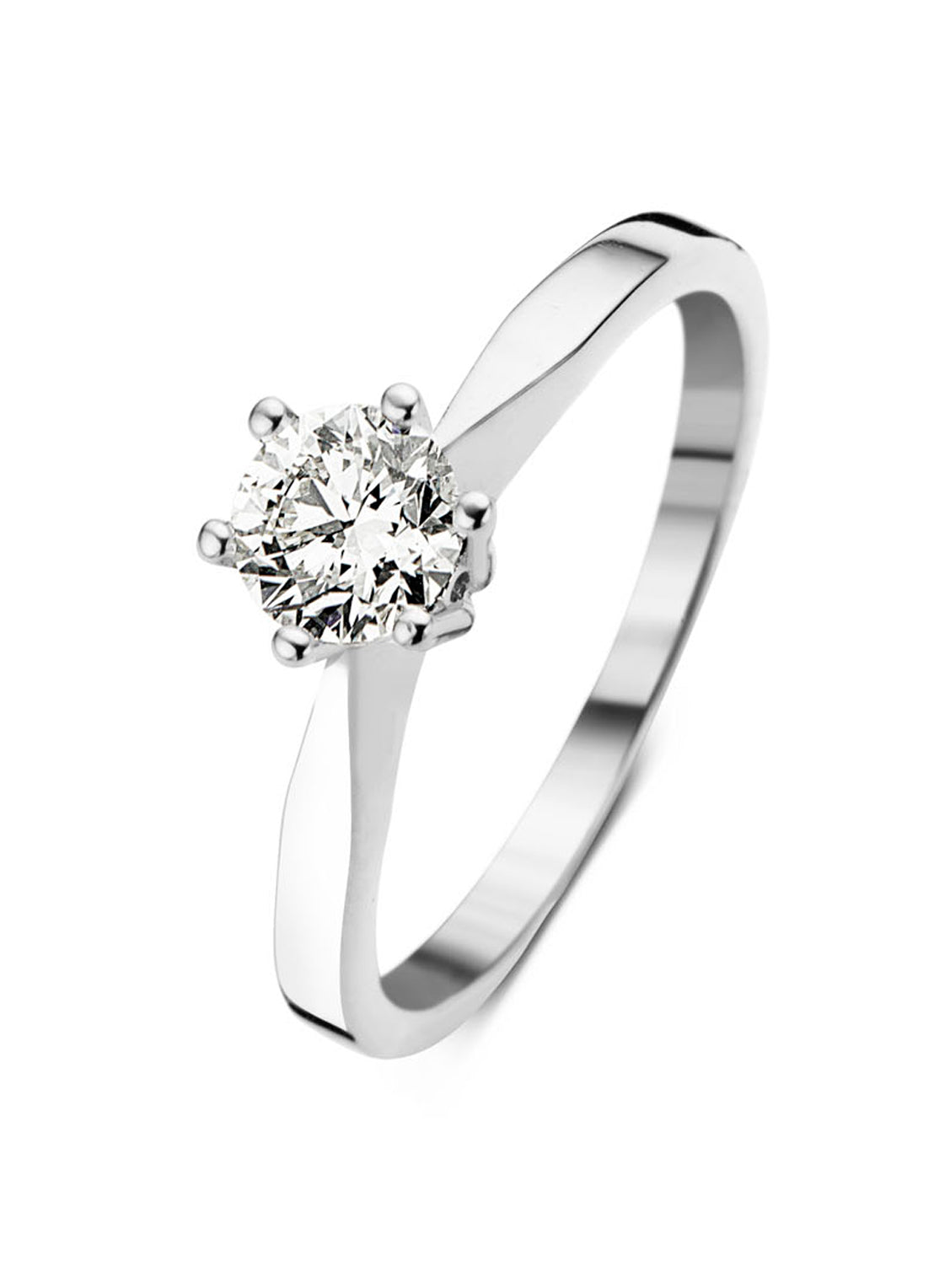 White gold solitaire ring, 0.54 ct diamond, Groeibriljant