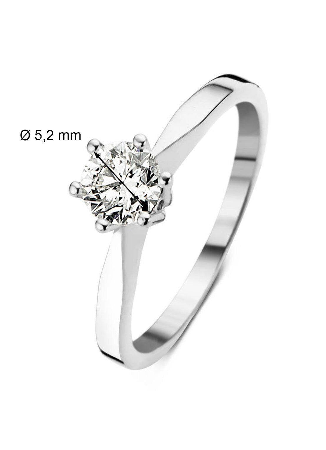 White gold solitaire ring, 0.55 ct diamond, Groeibriljant