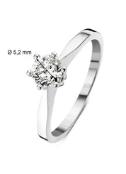 White gold solitaire ring, 0.55 ct diamond, Groeibriljant