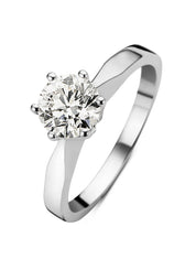 White gold solitaire ring, 0.75 ct diamond, Groeibriljant