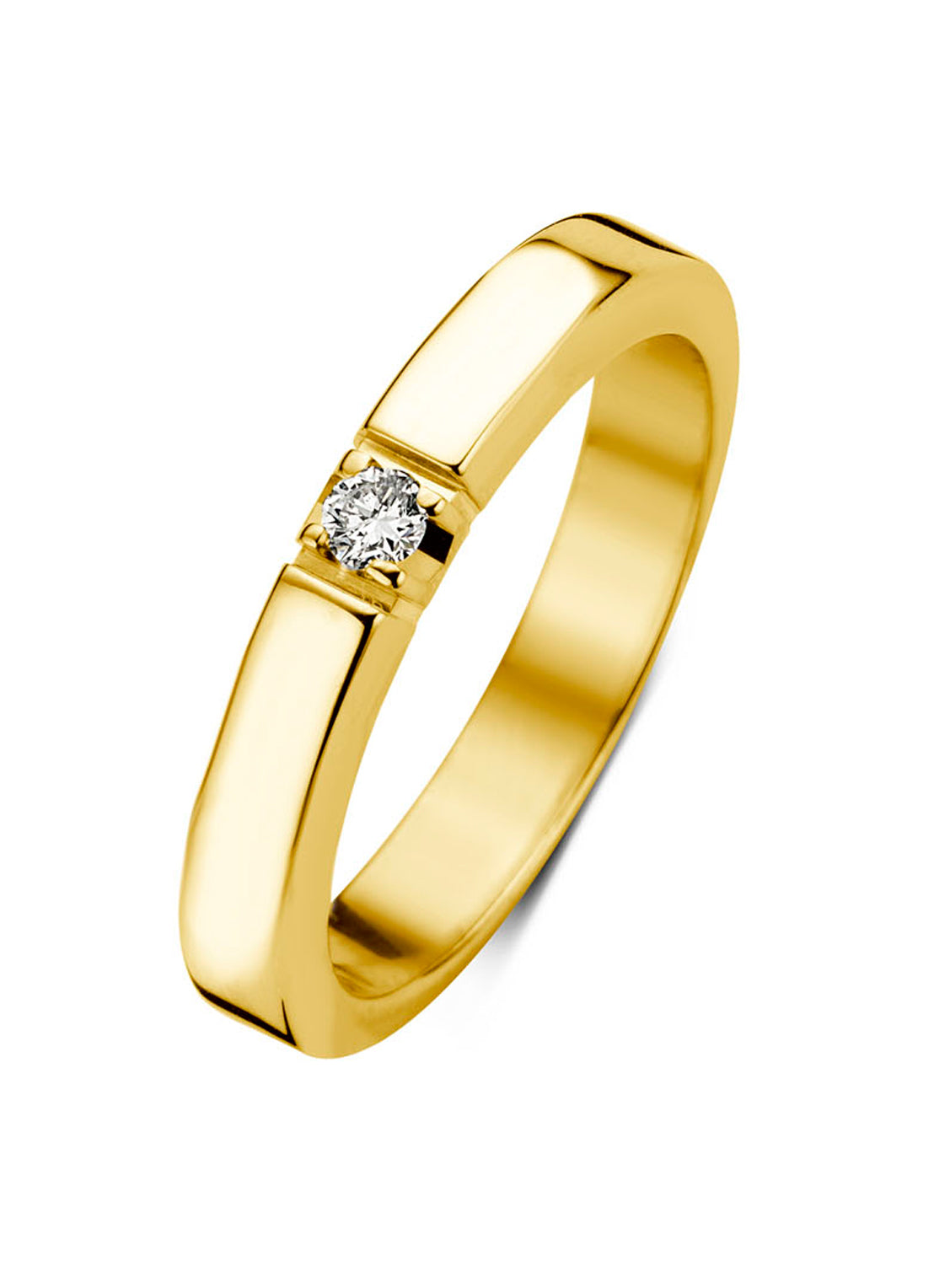 Geelgouden alliance ring, 0.05 ct diamant, Groeibriljant
