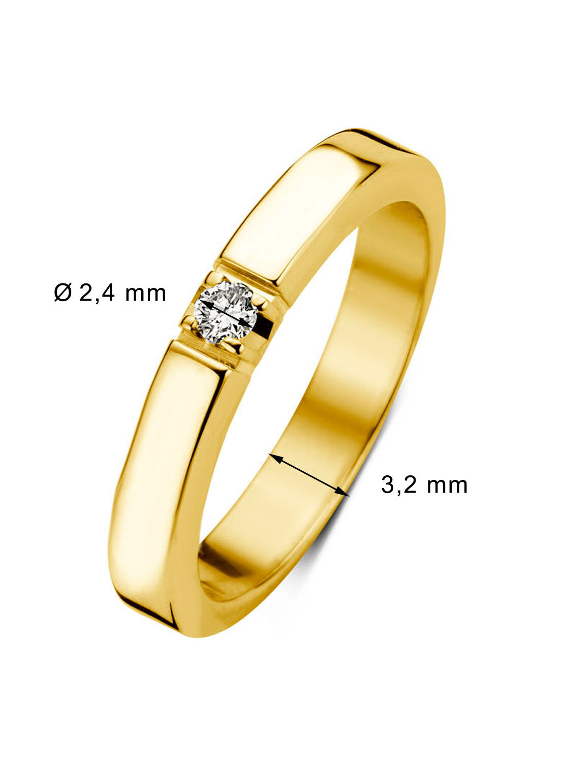 Geelgouden alliance ring, 0.05 ct diamant, Groeibriljant