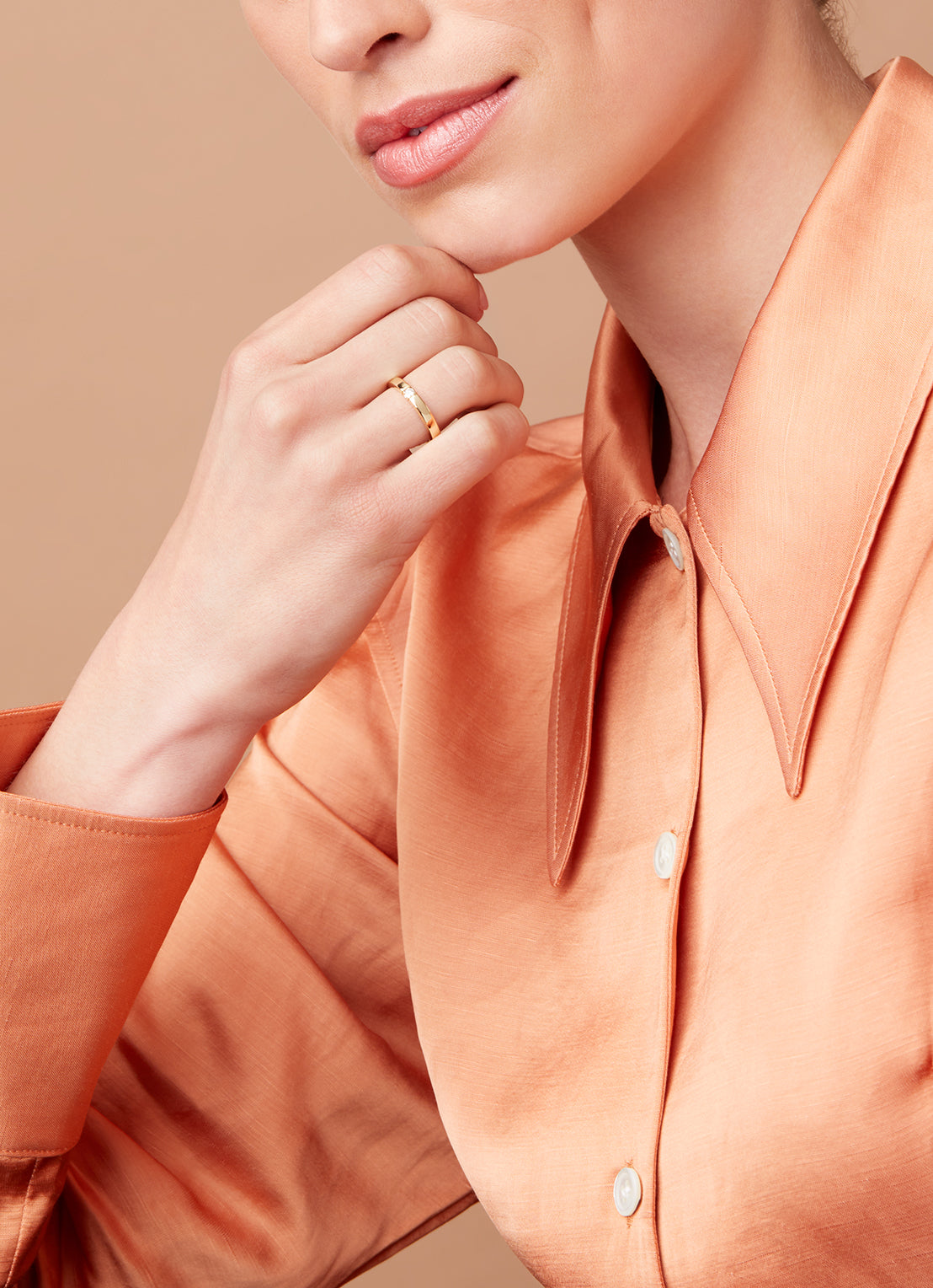 Geelgouden alliance ring, 0.05 ct diamant, Groeibriljant