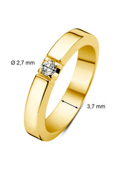 Yellow gold alliance ring, 0.07 ct diamond, Groeibriljant