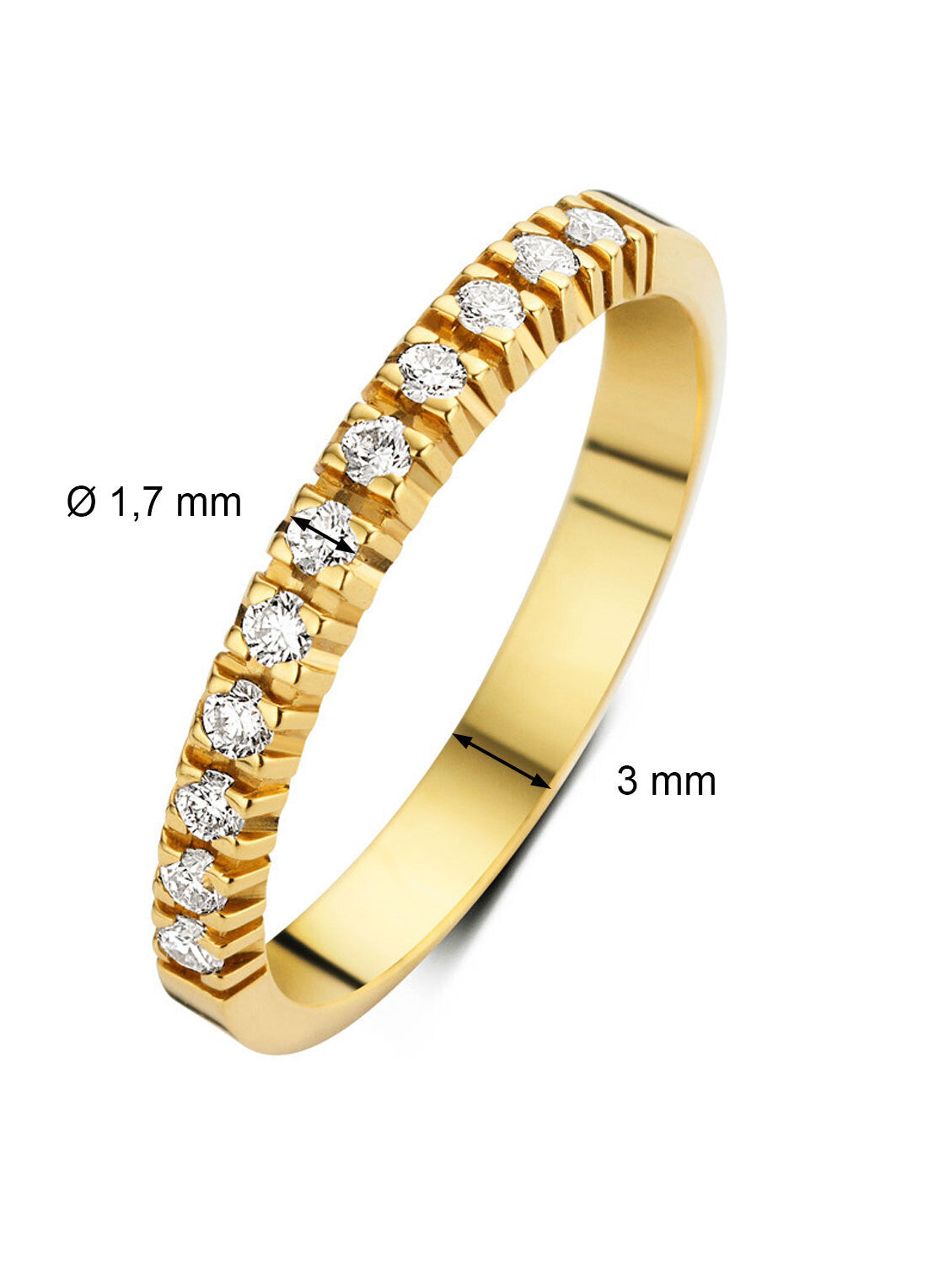 Yellow gold alliance ring, 0.22 ct diamond, Groeibriljant