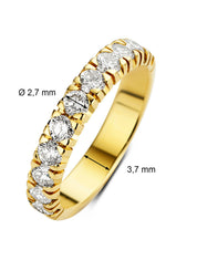 Yellow gold alliance ring, 0.77 ct diamond, Groeibriljant