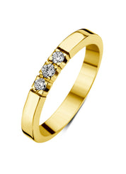 Yellow gold alliance ring, 0.15 ct diamond, Groeibriljant
