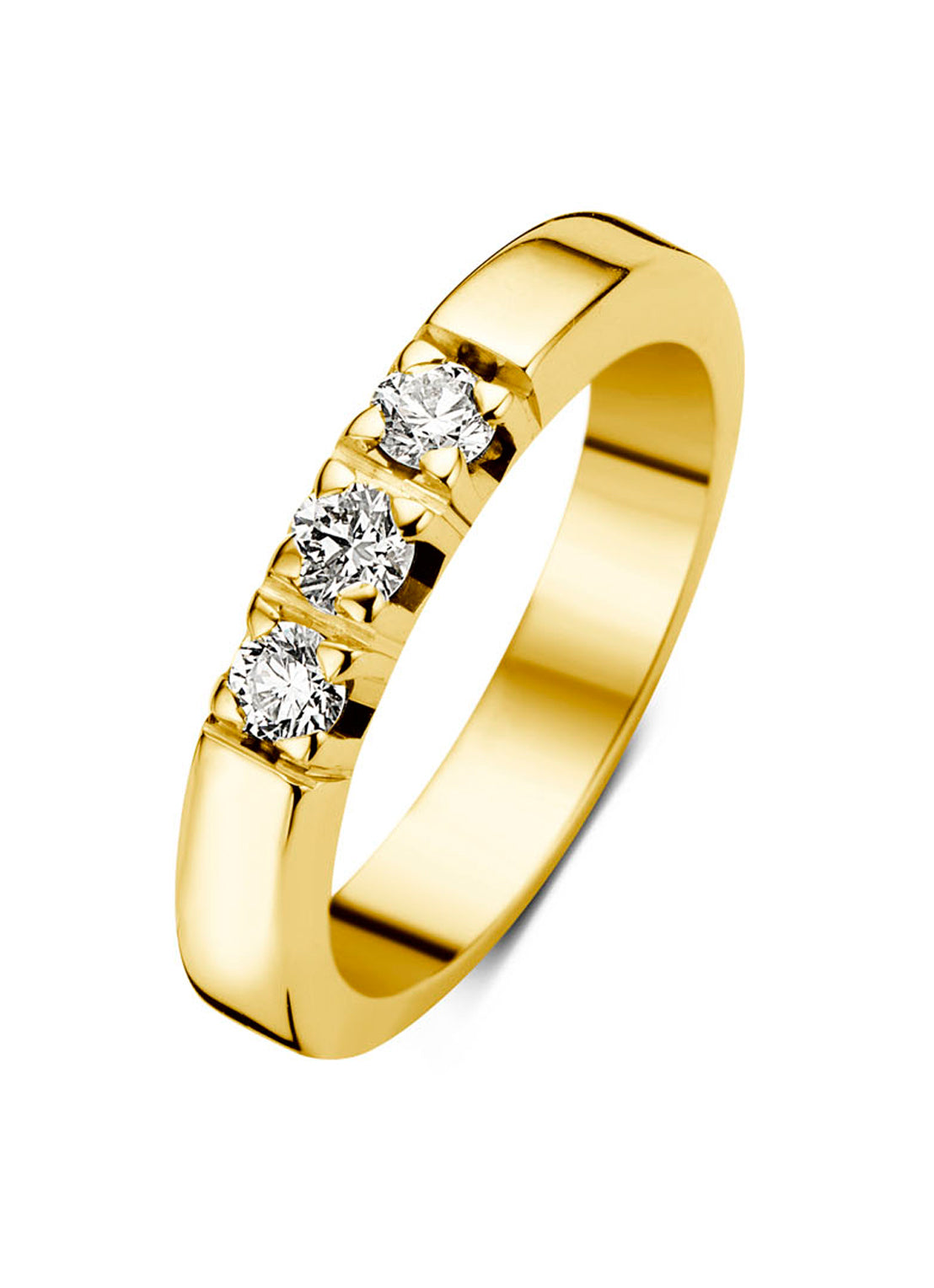 Geelgouden alliance ring, 0.21 ct diamant, Groeibriljant