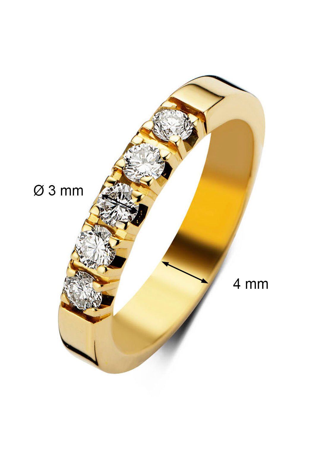Yellow gold alliance ring, 0.50 ct diamond, Groeibriljant