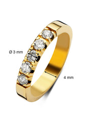 Yellow gold alliance ring, 0.50 ct diamond, Groeibriljant