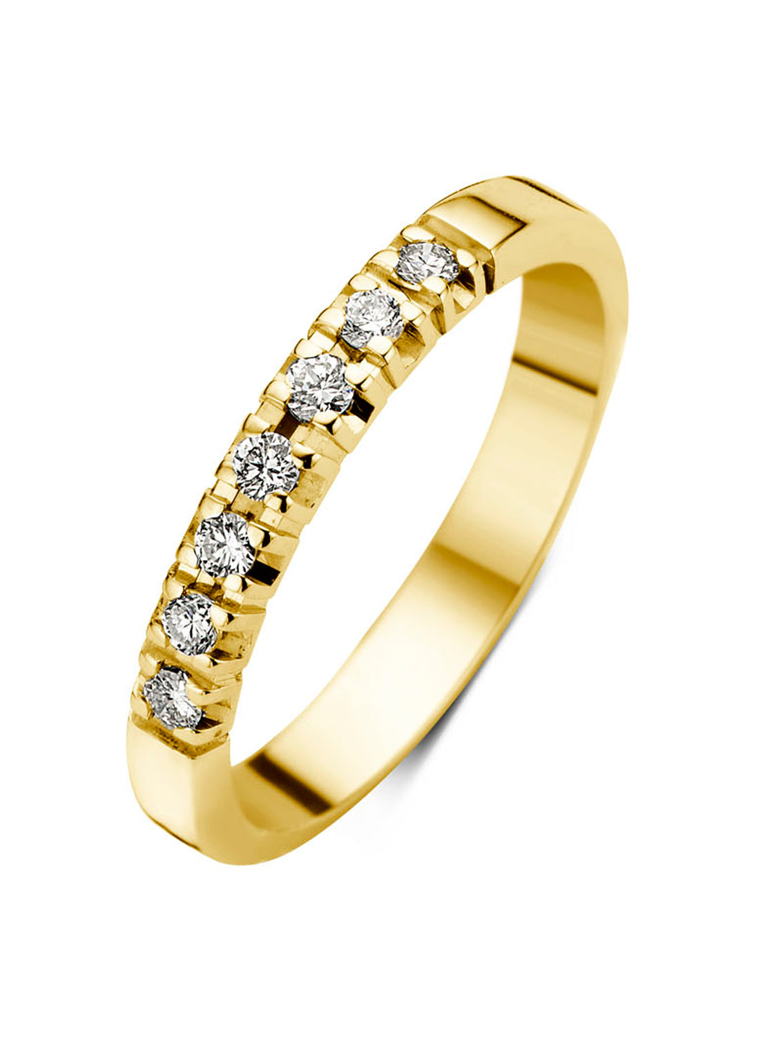 Yellow gold alliance ring, 0.14 ct diamond, Groeibriljant