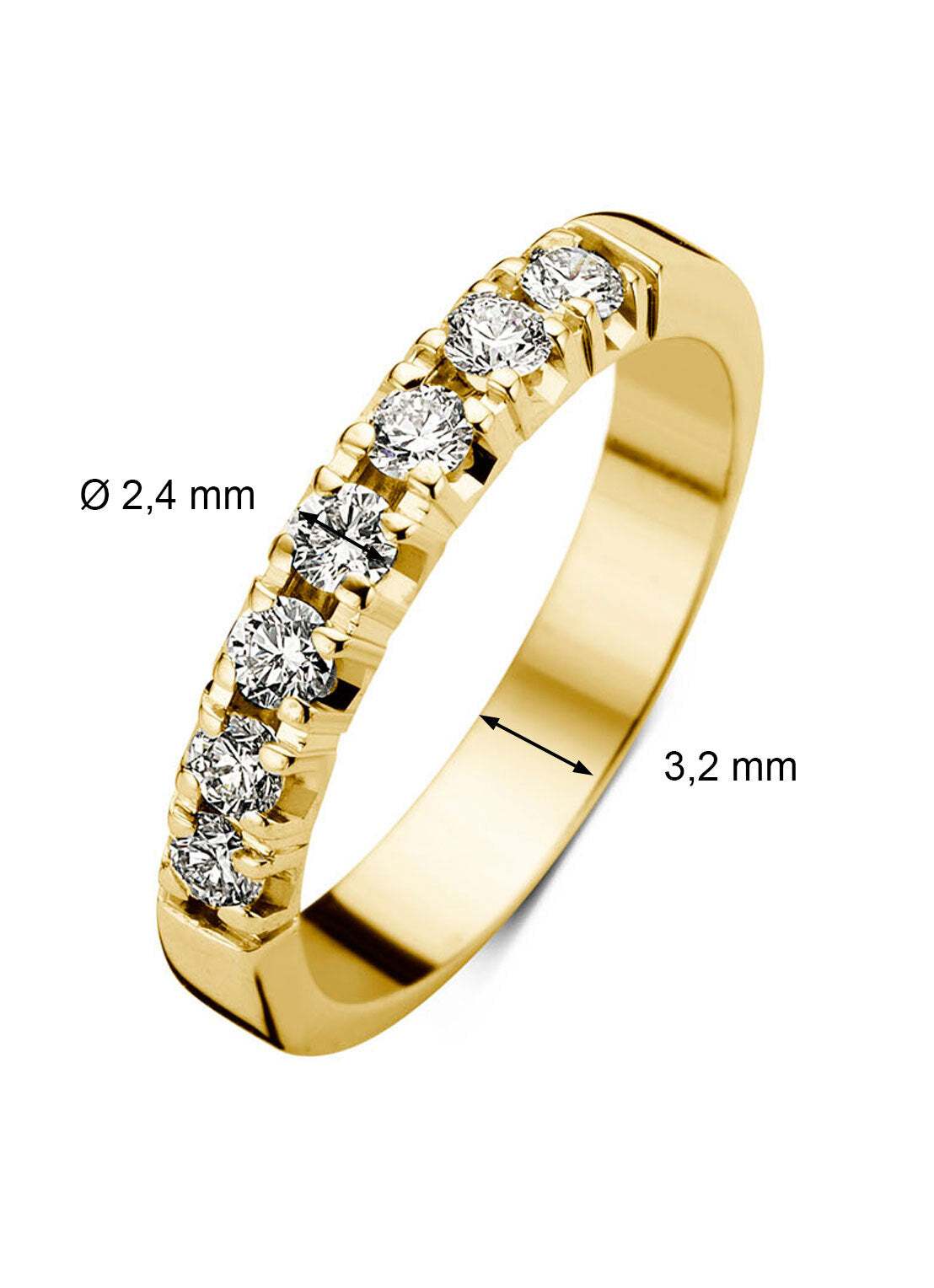 Yellow gold alliance ring, 0.35 ct diamond, Groeibriljant