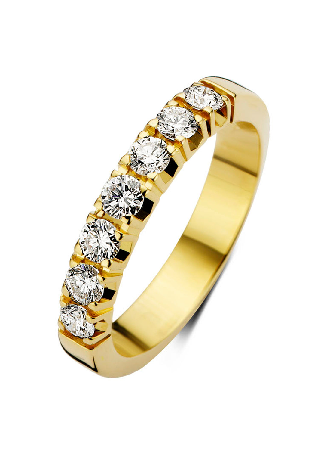Yellow gold alliance ring, 0.49 ct diamond, Groeibriljant