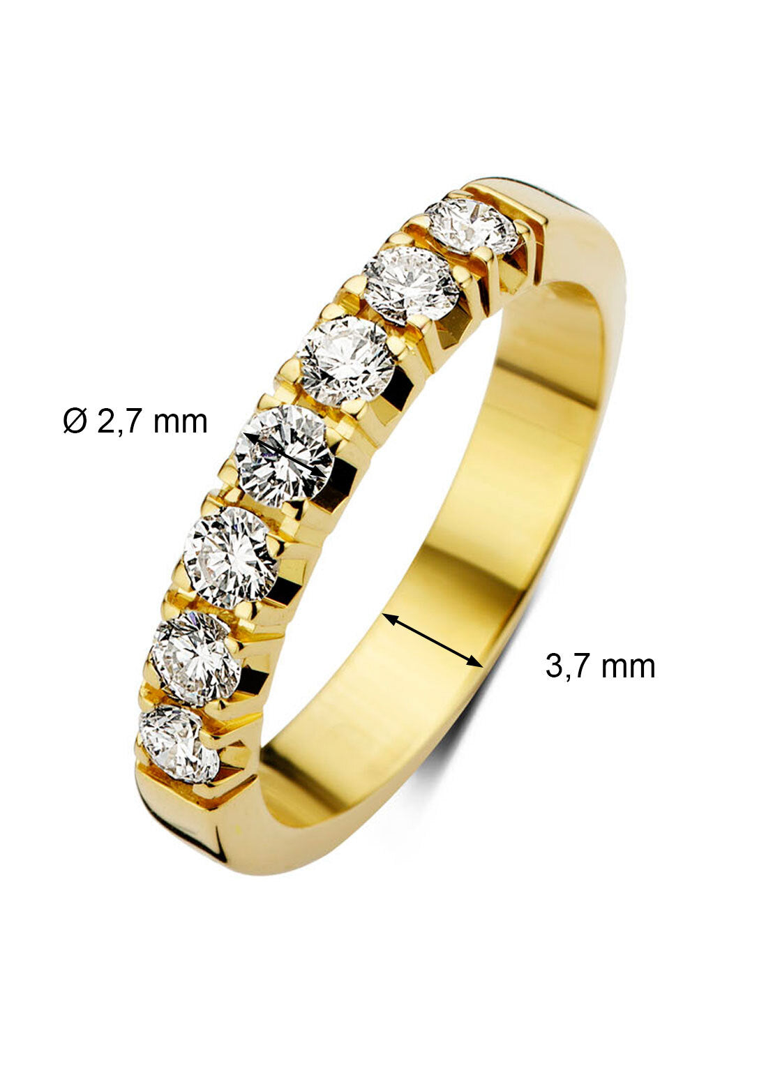 Yellow gold alliance ring, 0.49 ct diamond, Groeibriljant