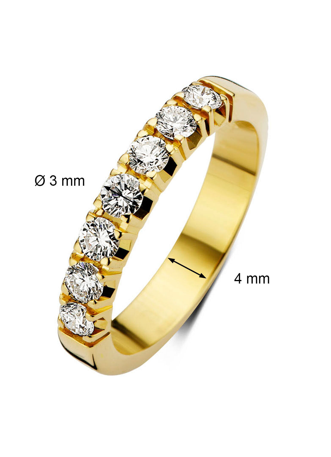 Yellow gold alliance ring, 0.70 ct diamond, Groeibriljant