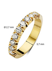 Yellow gold alliance ring, 0.63 ct diamond, Groeibriljant