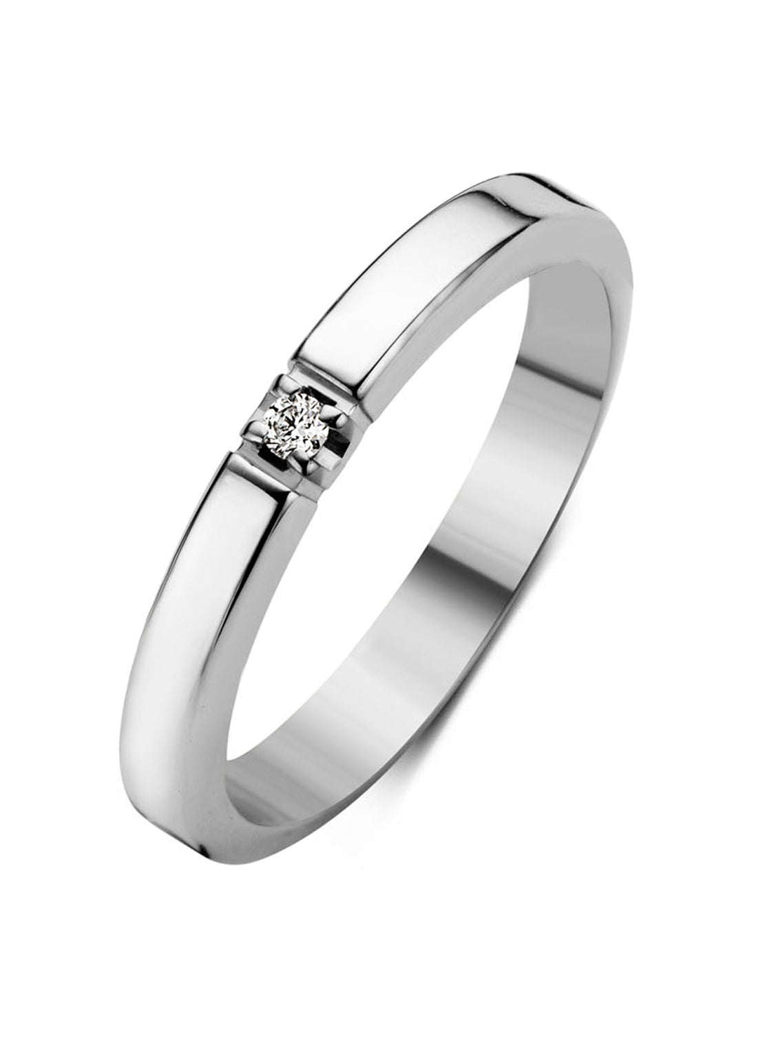 Witgouden alliance ring, 0.02 ct diamant, Groeibriljant