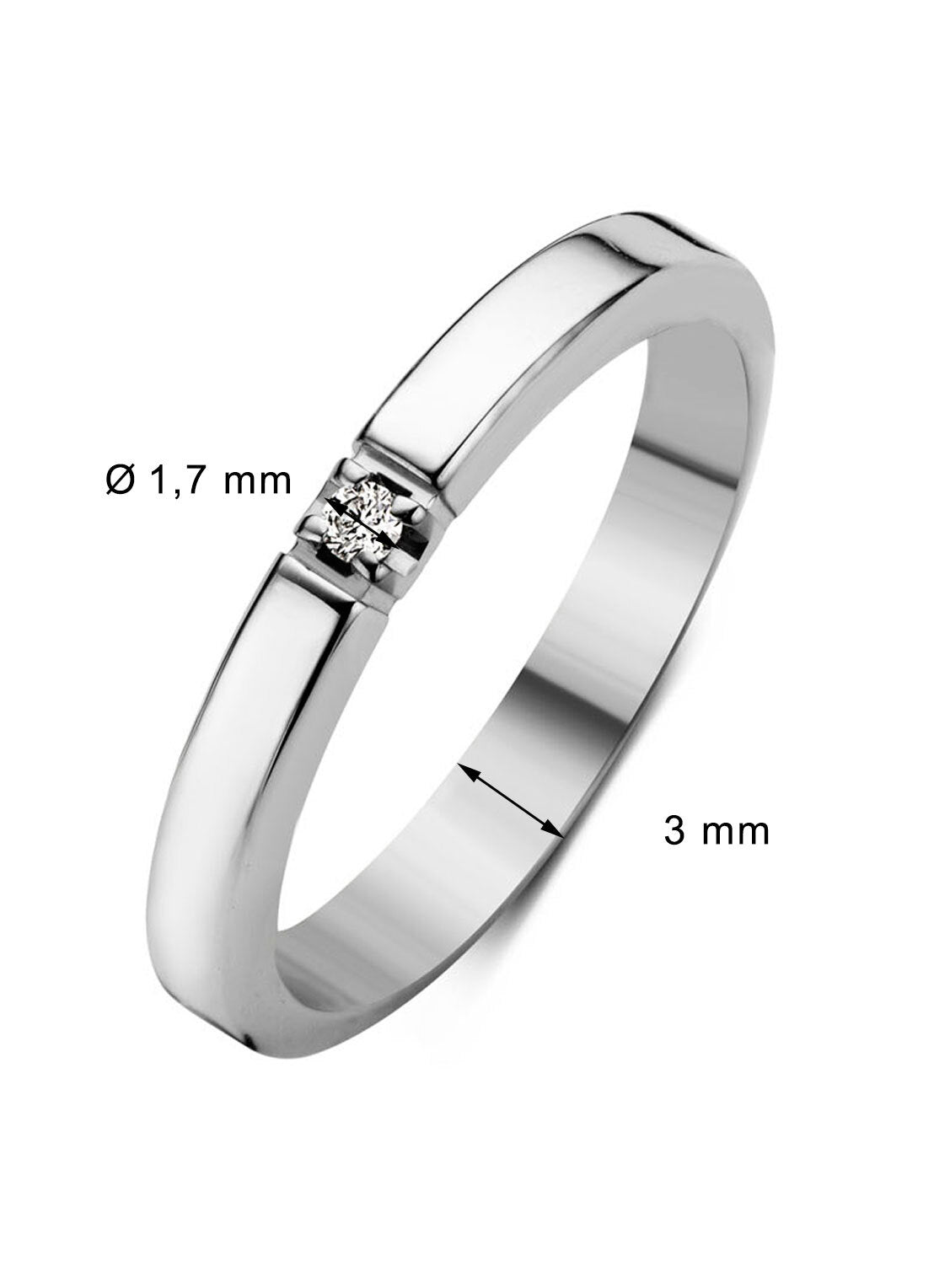 Witgouden alliance ring, 0.02 ct diamant, Groeibriljant