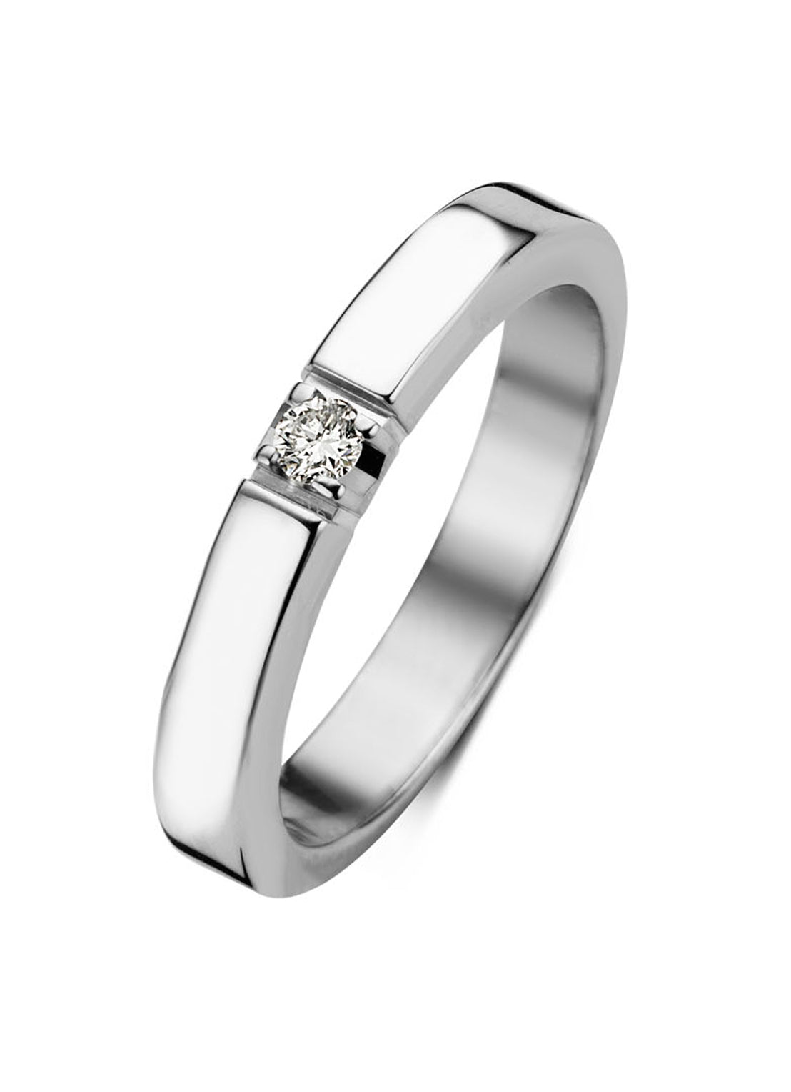 Witgouden alliance ring, 0.05 ct diamant, Groeibriljant