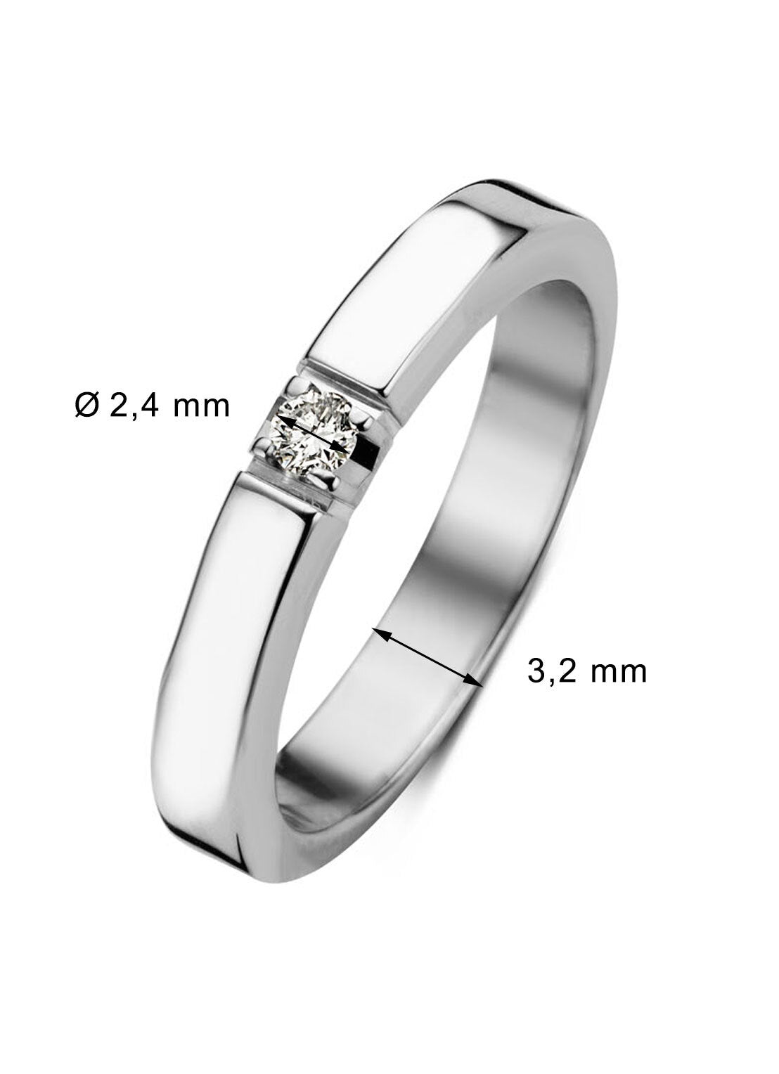 Witgouden alliance ring, 0.05 ct diamant, Groeibriljant