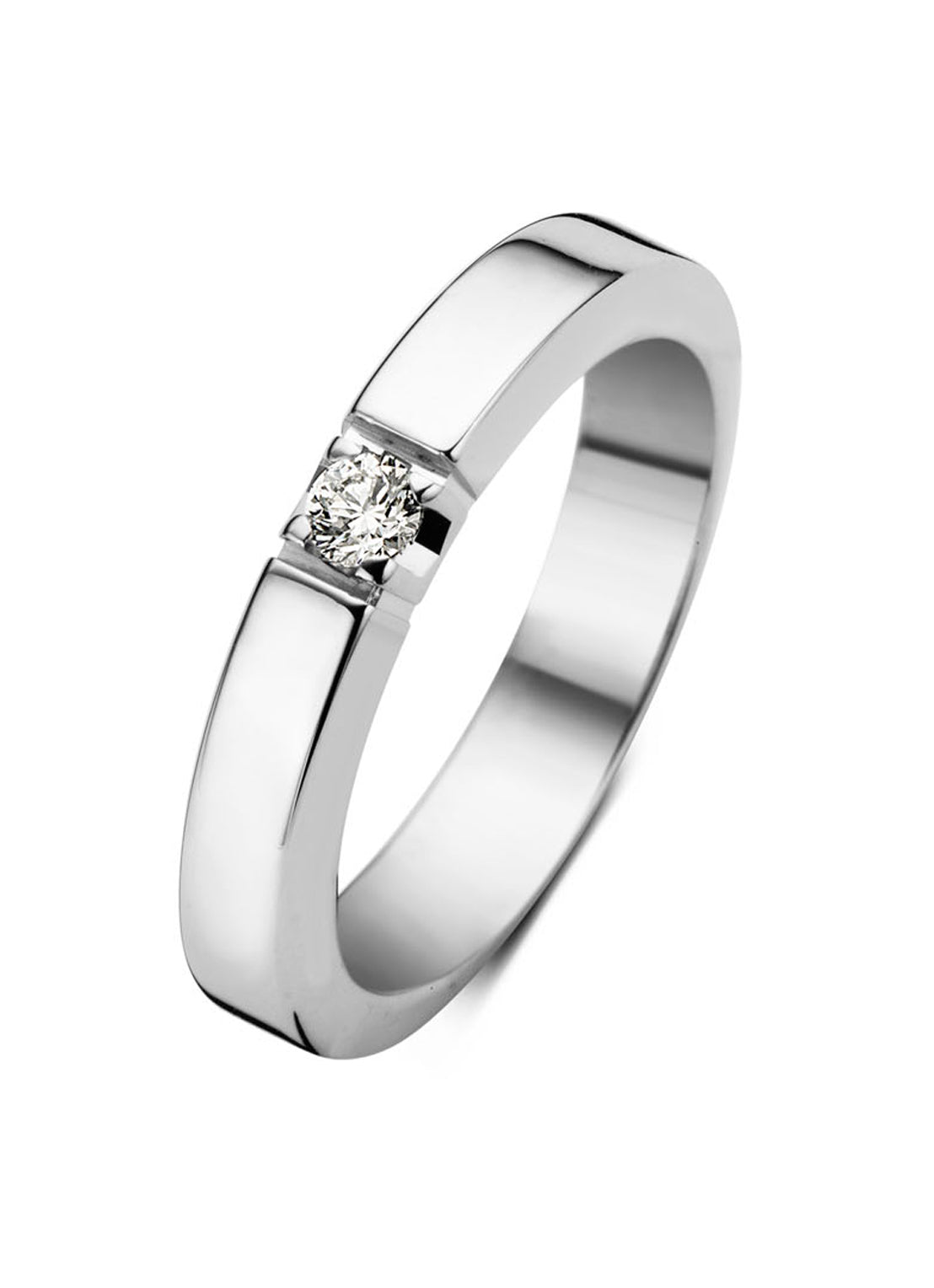 Witgouden alliance ring, 0.10 ct diamant, Groeibriljant