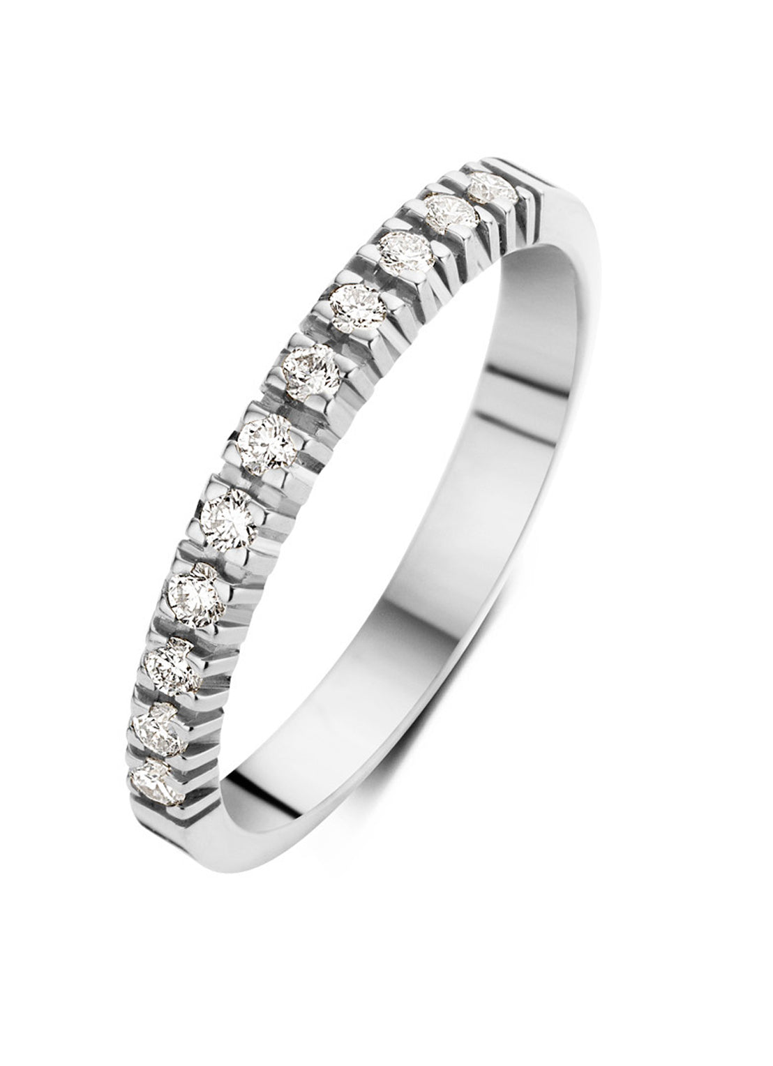 Witgouden alliance ring, 0.22 ct diamant, Groeibriljant