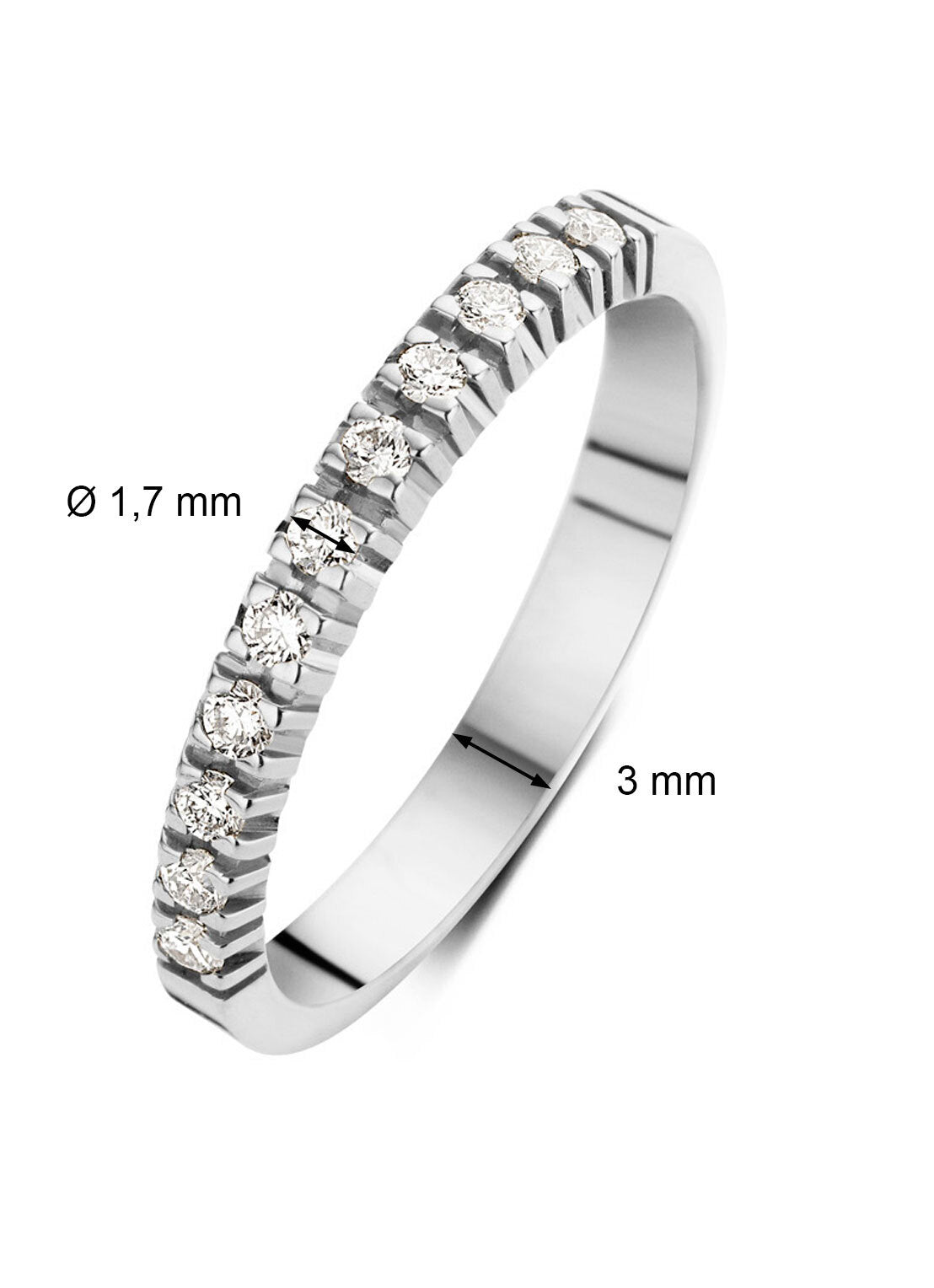 White gold alliance ring, 0.22 ct diamond, Groeibriljant