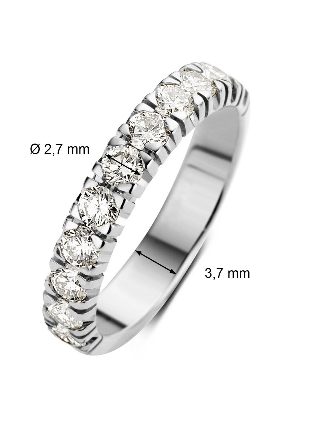 Witgouden alliance ring, 0.77 ct diamant, Groeibriljant
