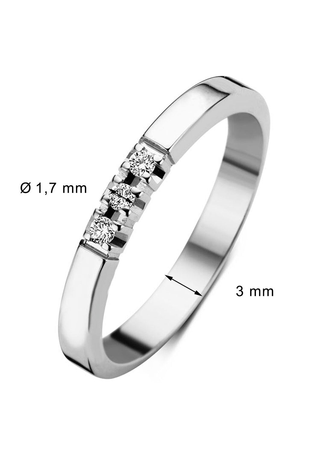 Witgouden alliance ring, 0.06 ct diamant, Groeibriljant