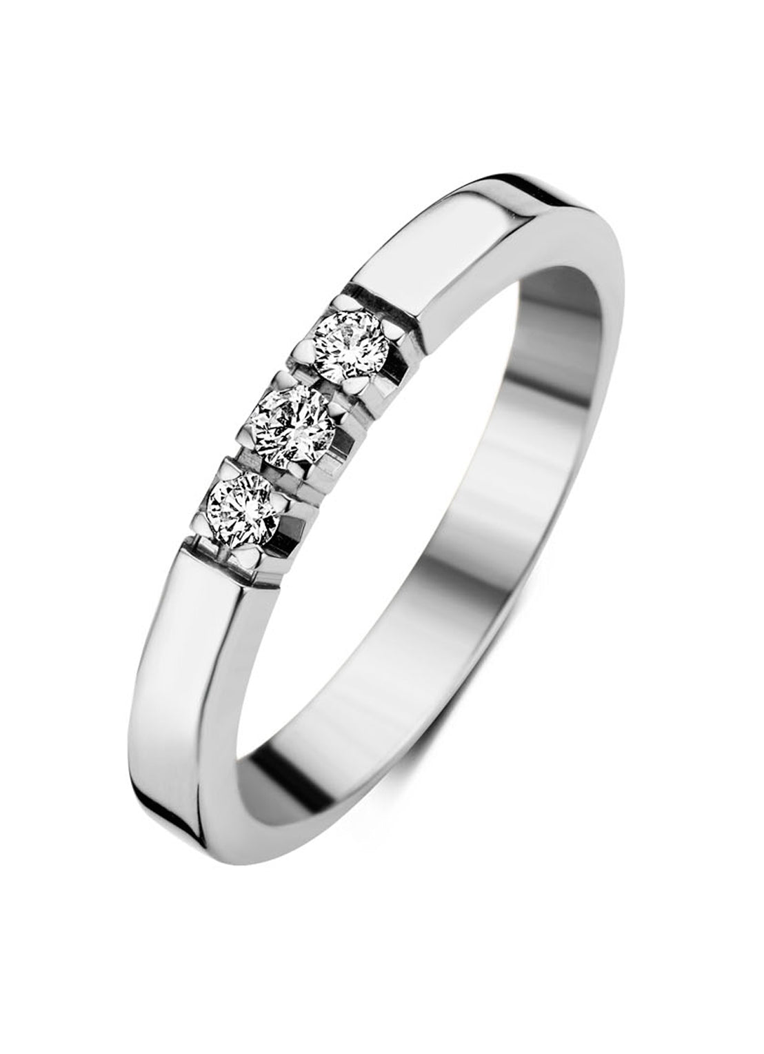 Witgouden alliance ring, 0.15 ct diamant, Groeibriljant