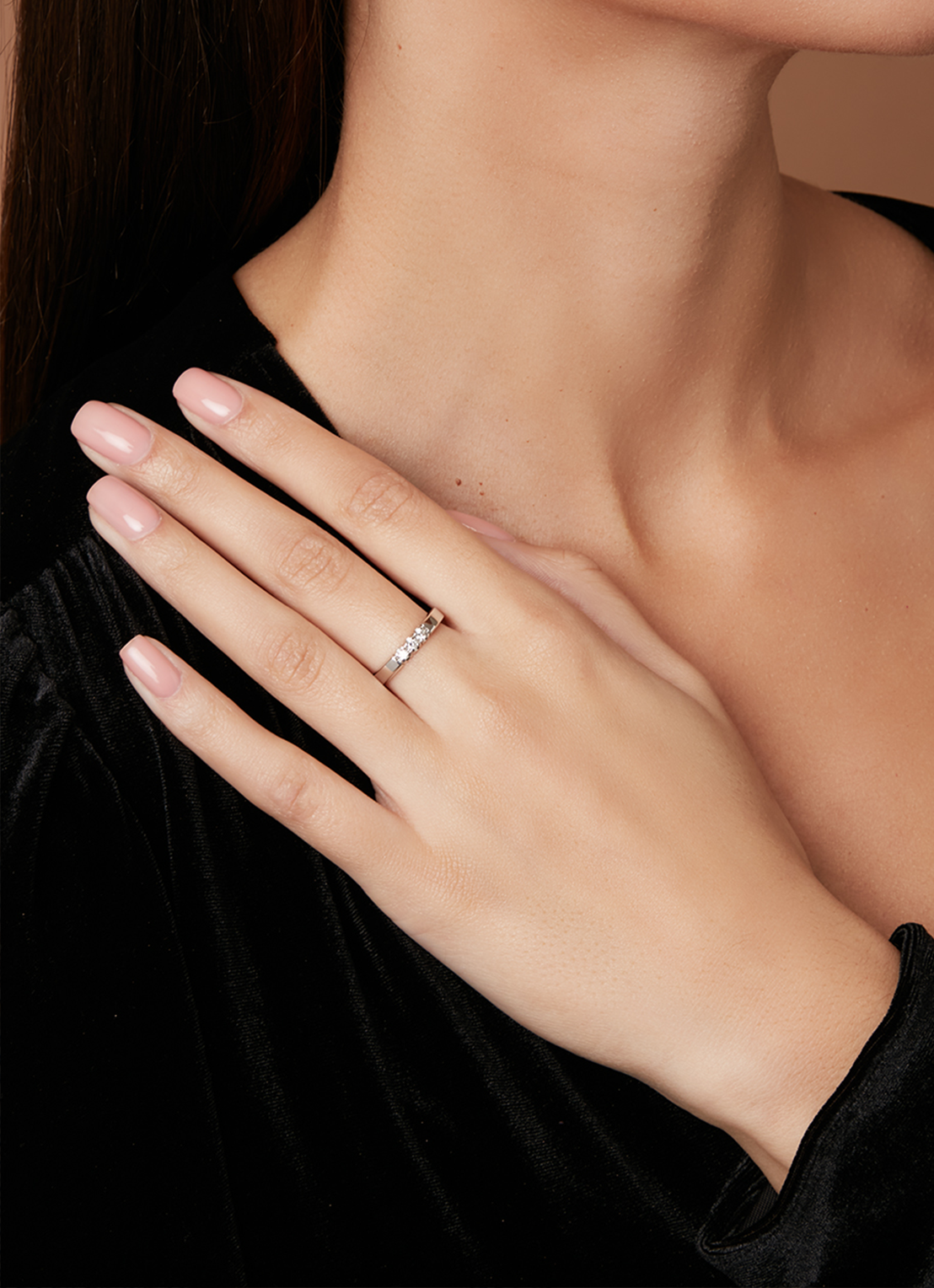 Witgouden alliance ring, 0.15 ct diamant, Groeibriljant