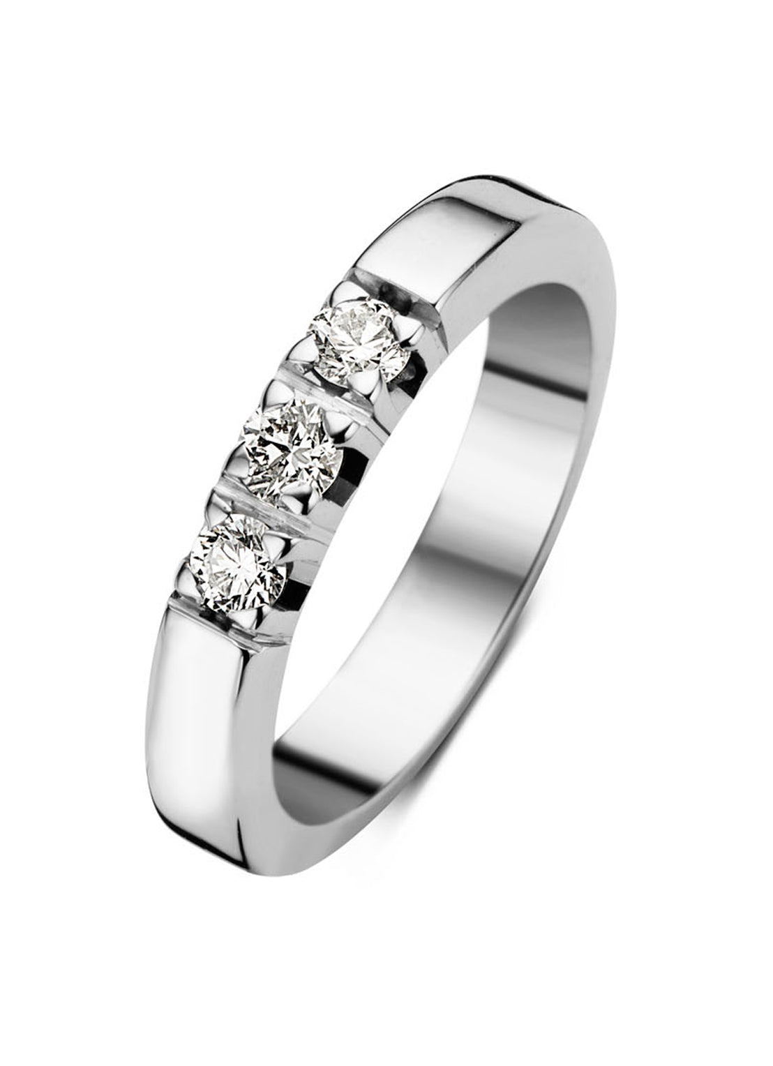 Witgouden alliance ring, 0.21 ct diamant, Groeibriljant
