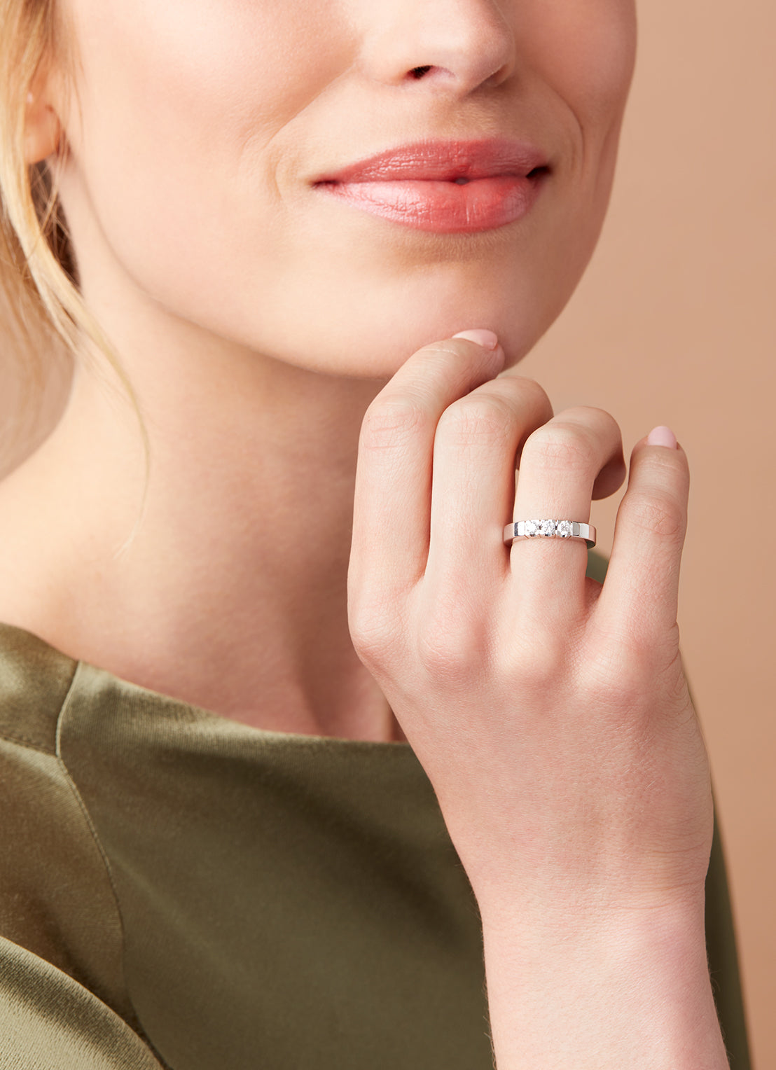 Witgouden alliance ring, 0.30 ct diamant, Groeibriljant